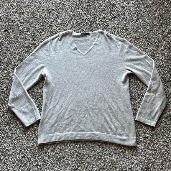 100% Cashmere John Varvatos Womens XL Light Gray VNeck Sweater - Picture 1 of 7